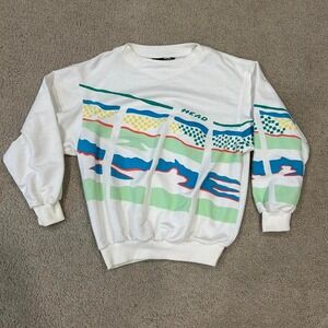 80s Head white and multi-coloured‎ sweatshirt Patterned Small